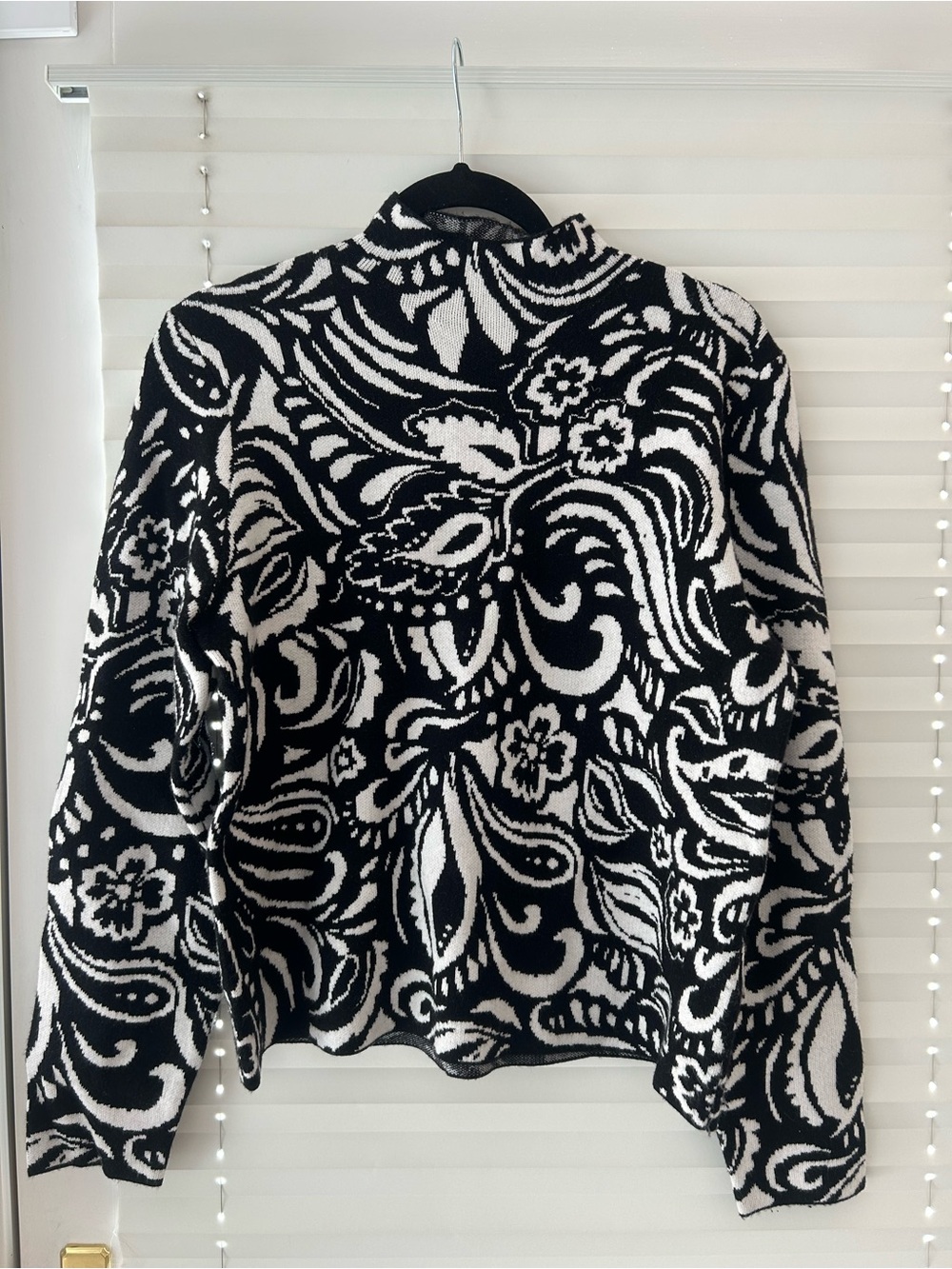 Black & White Patterned Turtleneck Sweater